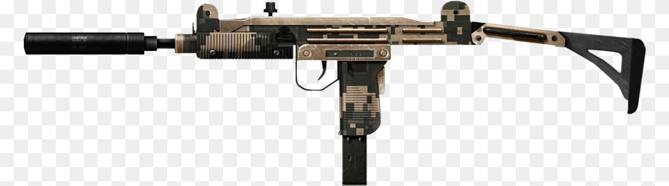 Desert Camo Micro Uzi Core Assault Rifle, Gun, Machine Gun, Weapon, Firearm Free Png