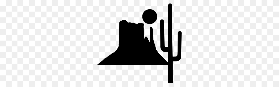 Desert Mountain With Sun And Cactus Sticker, Silhouette, Stencil, Ball, Sport Png Image