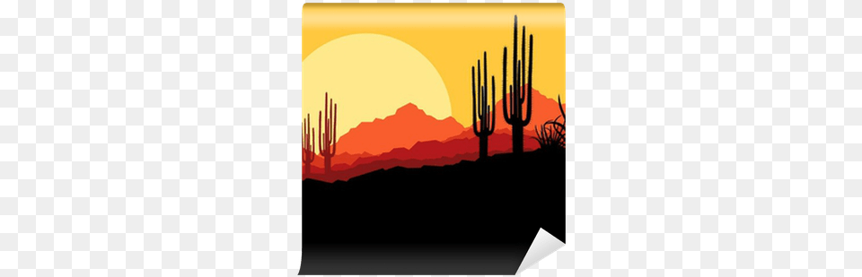 Desert Wild Nature Landscape With Cactus And Palm Tree Arizona Desert Clipart, Outdoors, Scenery, Plant, Sky Png Image