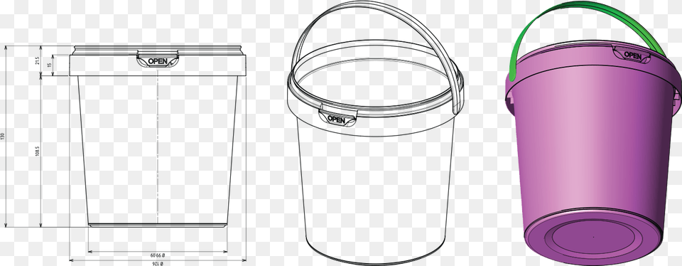 Design 1l Plastic Bucket Plastic Bucket Design, Bottle, Shaker Free Transparent Png