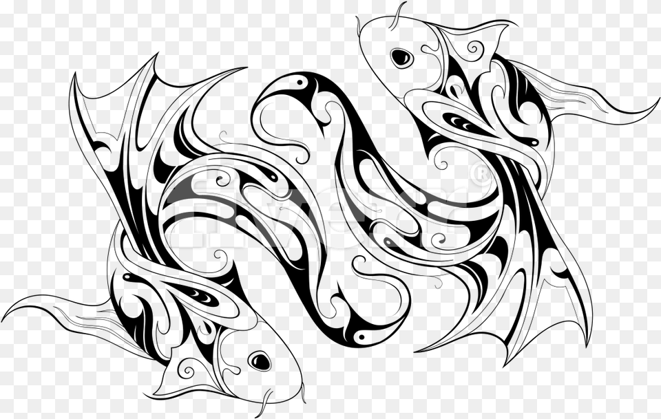 Design A Tribal Tattoo And Ornamental Prints Koi Fish Tattoo, Logo, Text Free Transparent Png