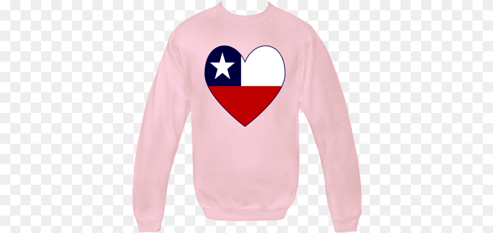 Design Features A Heart Shaped Flag Of Chile Or Chilean Long Sleeve, Clothing, Knitwear, Long Sleeve, Sweater Png Image