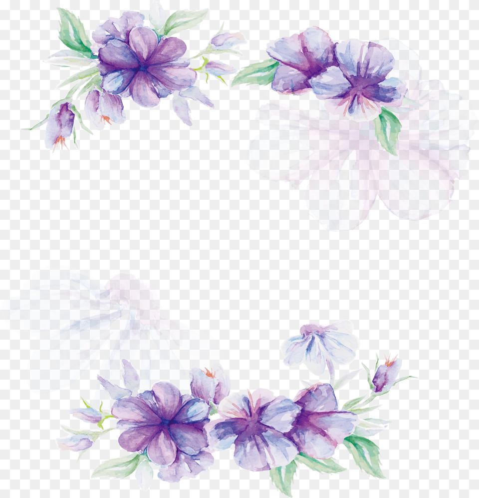 Design Lilac Flower Pattern Watercolor Purple Flowers Plant, Geranium, Petal, Accessories Free Png Download