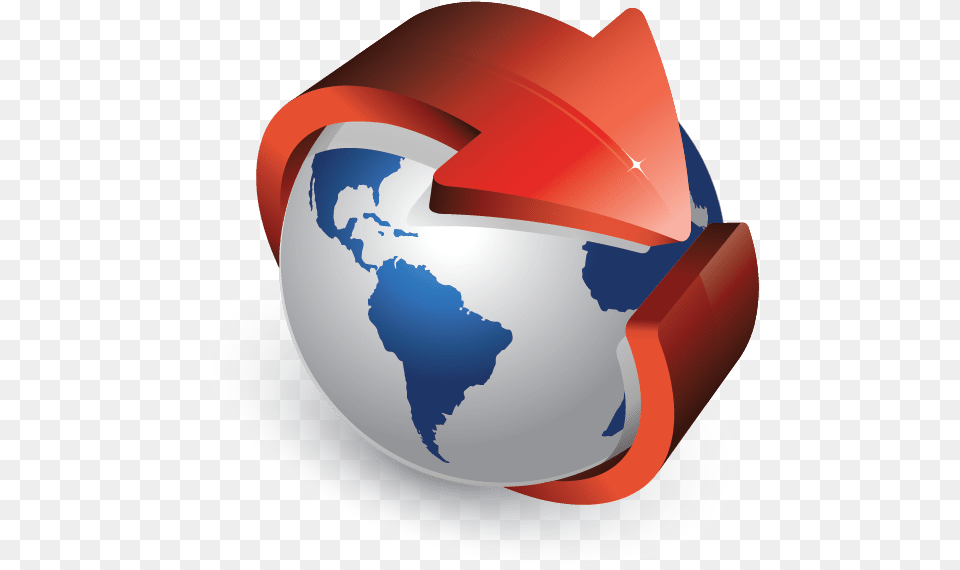 Design Logo 3d Globe Arrow Templates Worldwide Globe With Arrow Logo, Helmet, Sphere, Birthday Cake, Cake Free Png Download