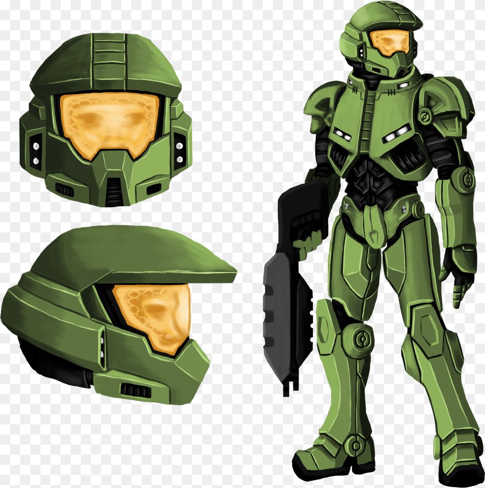 Design Sketches For The Master Chief Redesign Halo Combat Evolved Master Chief, Helmet, Person, Armor, Face Free Png Download