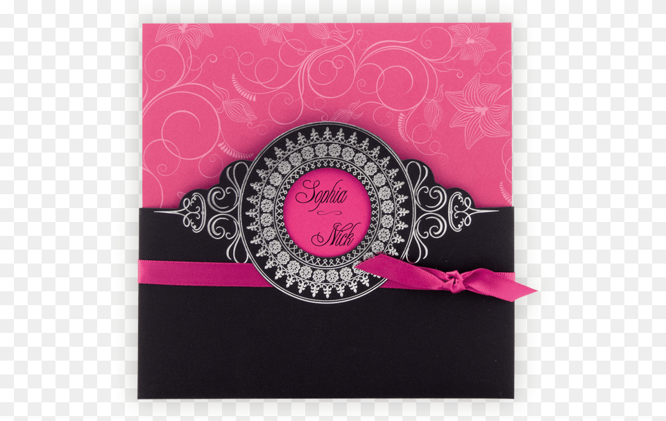 Design Wedding Invitation Black Silver Pocket Fuchsia Art Paper, Envelope, Greeting Card, Mail Free Png