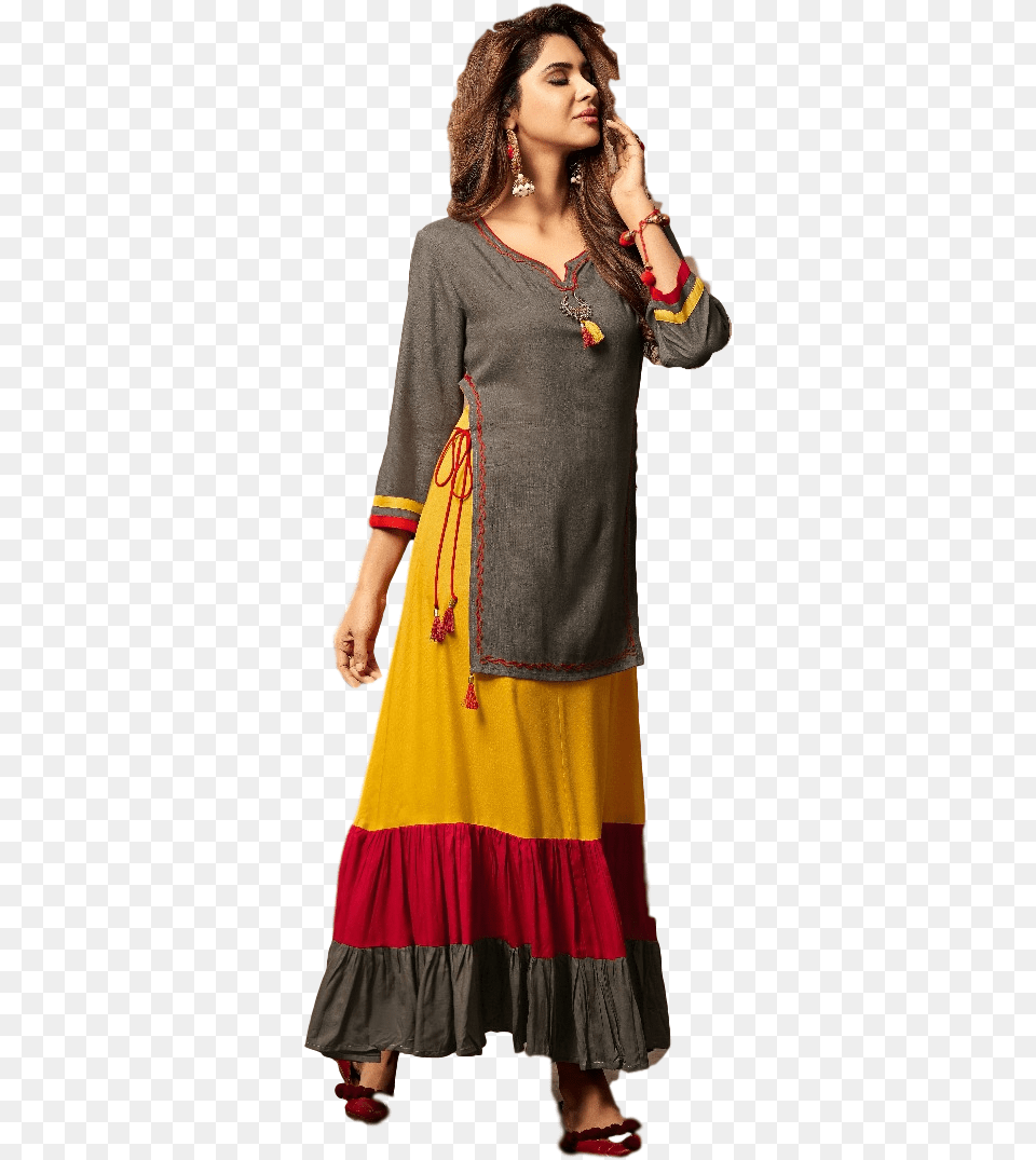 Designer Long Kurtis, Blouse, Clothing, Dress, Adult Png