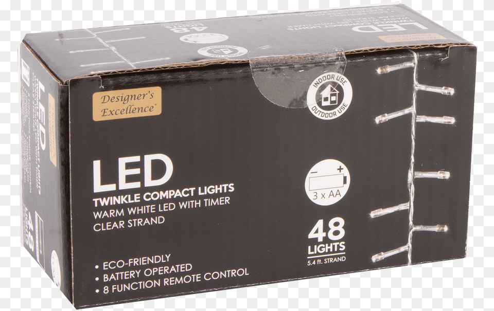 Designers Excellence 48 Led Twinkle Lights With Timerremote Flexible Shaft, Box, Cardboard, Carton, Electronics Png Image