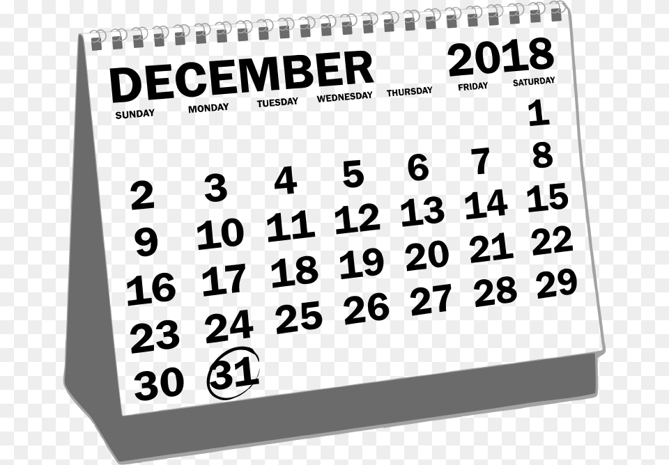 Desk Calendar December Desk Calendar December 2018, White Board, Text, Page Free Transparent Png