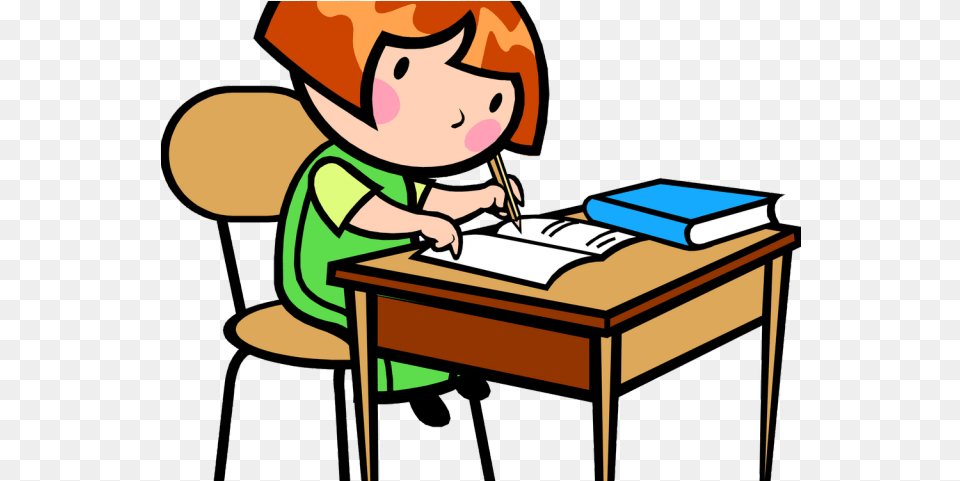 Desk Clipart Author Download Full Size Clipart Clipart Of A Child Writing, Table, Furniture, Book, Reading Png