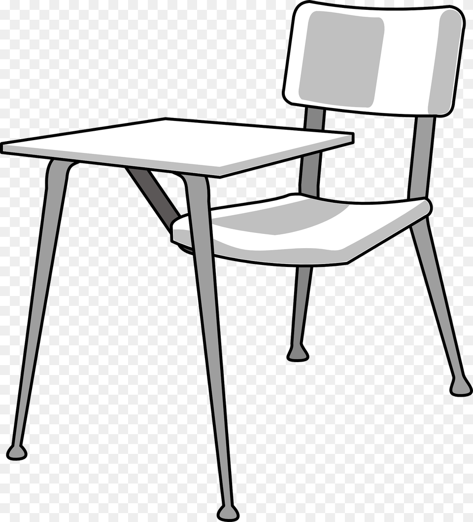 Desk Clipart Outline, Furniture, Table, Chair Png Image