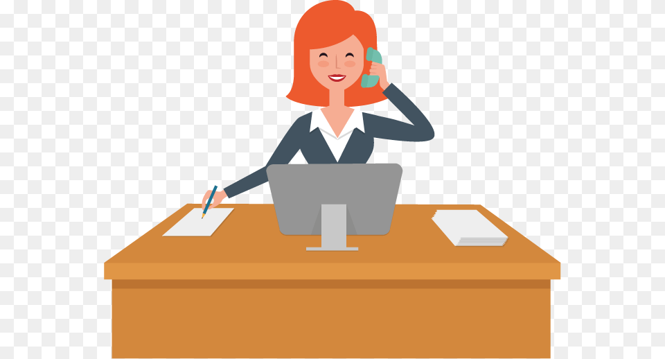 Desk Clipart Receptionist Productive And Responsible, Adult, Person, Woman, Female Free Png Download