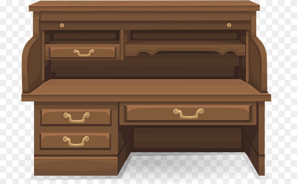 Desk Furniture Workspace Desk, Cabinet, Drawer, Table, Keyboard Free Png