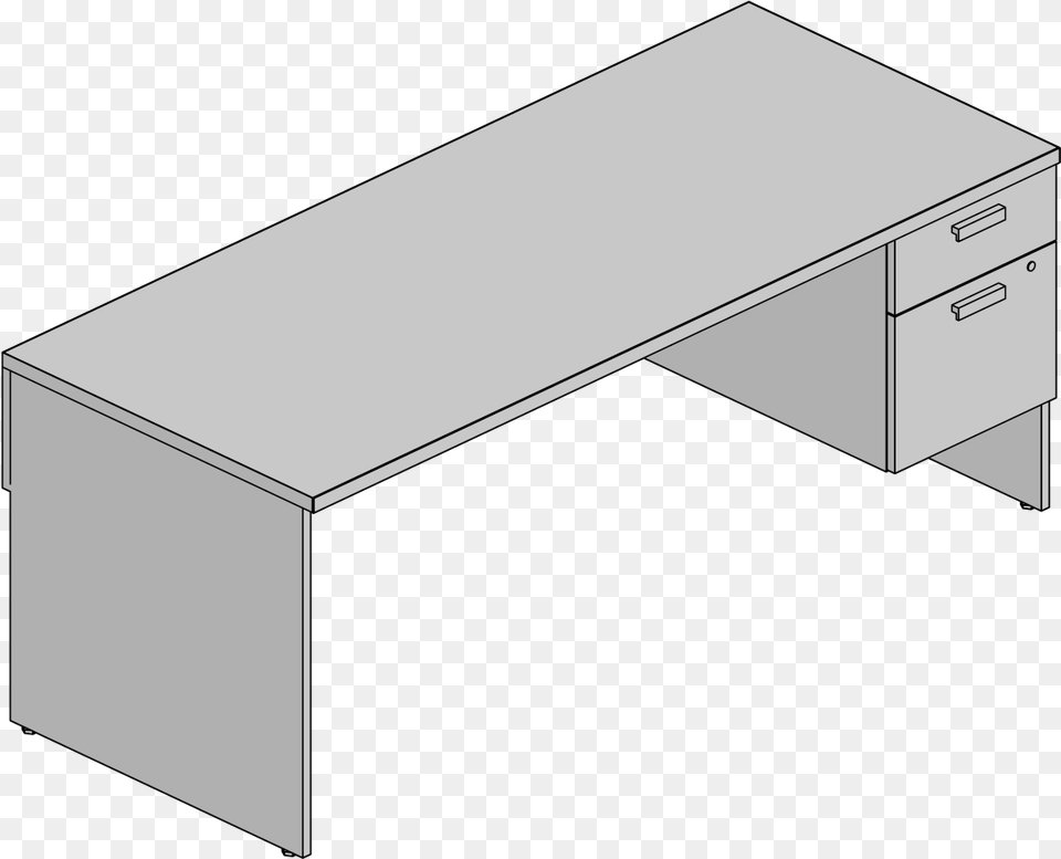 Desk Sgl Pedhpl34h Pedrh30x72 Coffee Table, Furniture, Drawer Free Png