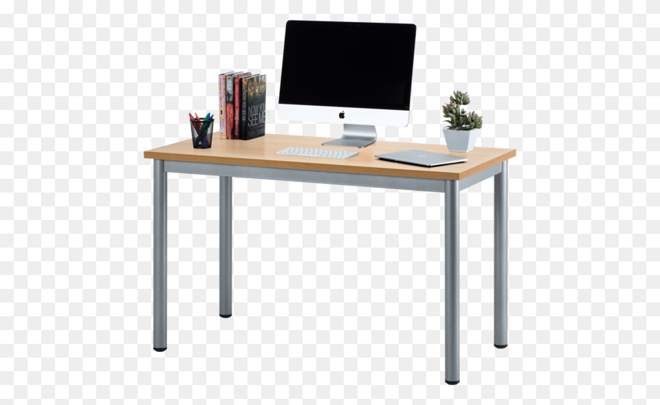Desk Transparent Free Download, Computer, Table, Furniture, Electronics Png Image