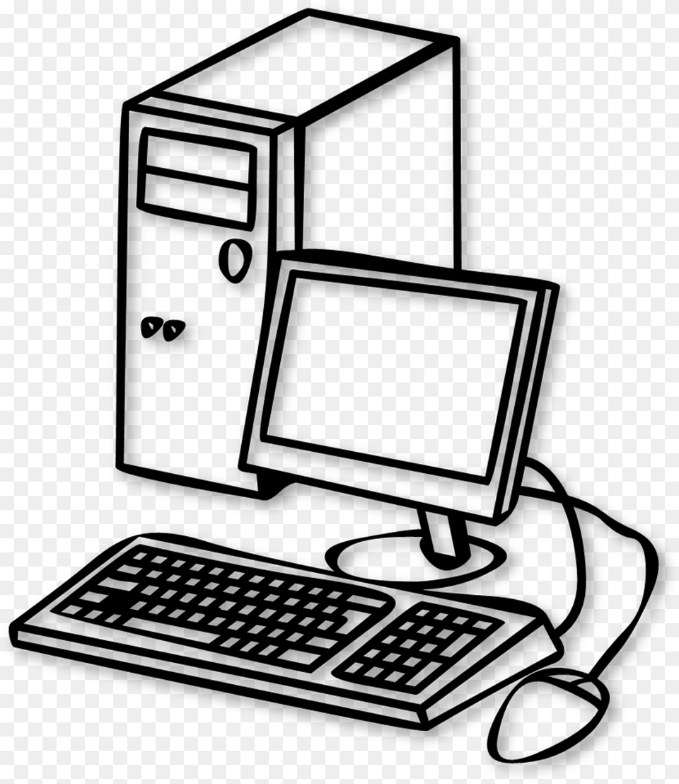 Desktop Computer Clipart Black And White Clip Art Of Computer, Gray Png
