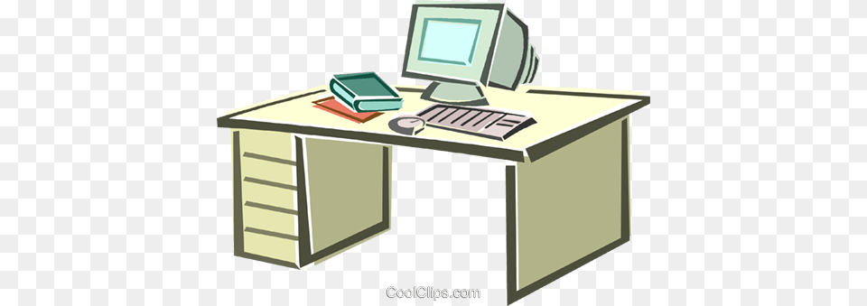 Desktop Computer Royalty Vector Clip Art Illustration, Desk, Electronics, Furniture, Table Free Transparent Png