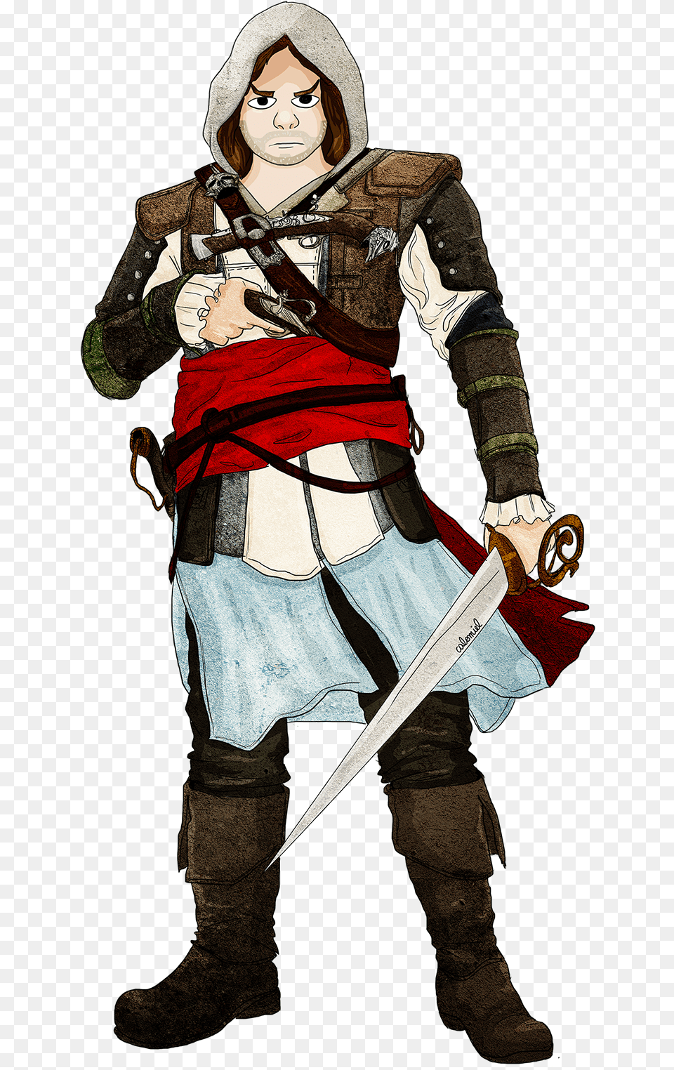 Dessin Assassin S Creed Chibi Edward Kenway Download Cosplay, Weapon, Sword, Adult, Person Free Transparent Png
