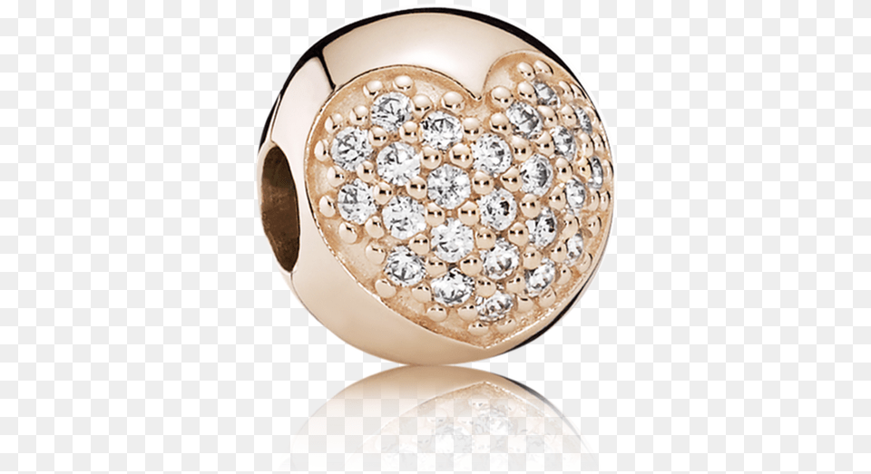 Destello Blanco Pandora Rose Heart Clip Pandora Rose Gold Pave Heart Clip, Accessories, Diamond, Gemstone, Jewelry Free Transparent Png