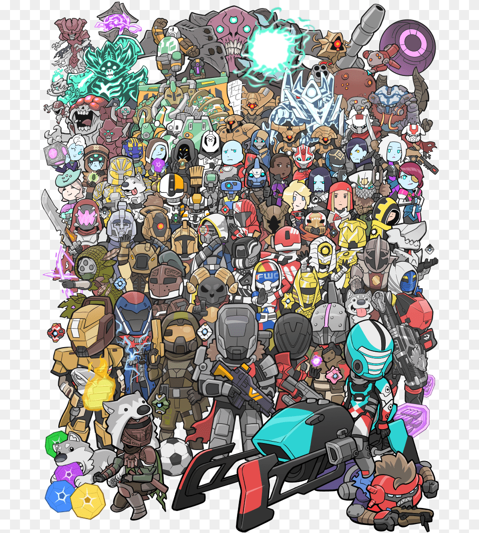 Destiny Video Game Bungie 25th Anniversary Poster, Art, Drawing, Doodle, Comics Png