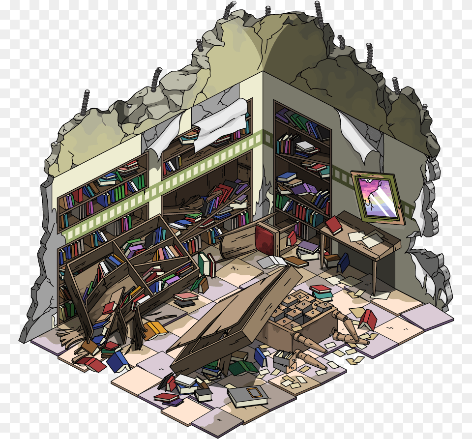 Destroyed Library House, Book, Publication, Comics Png