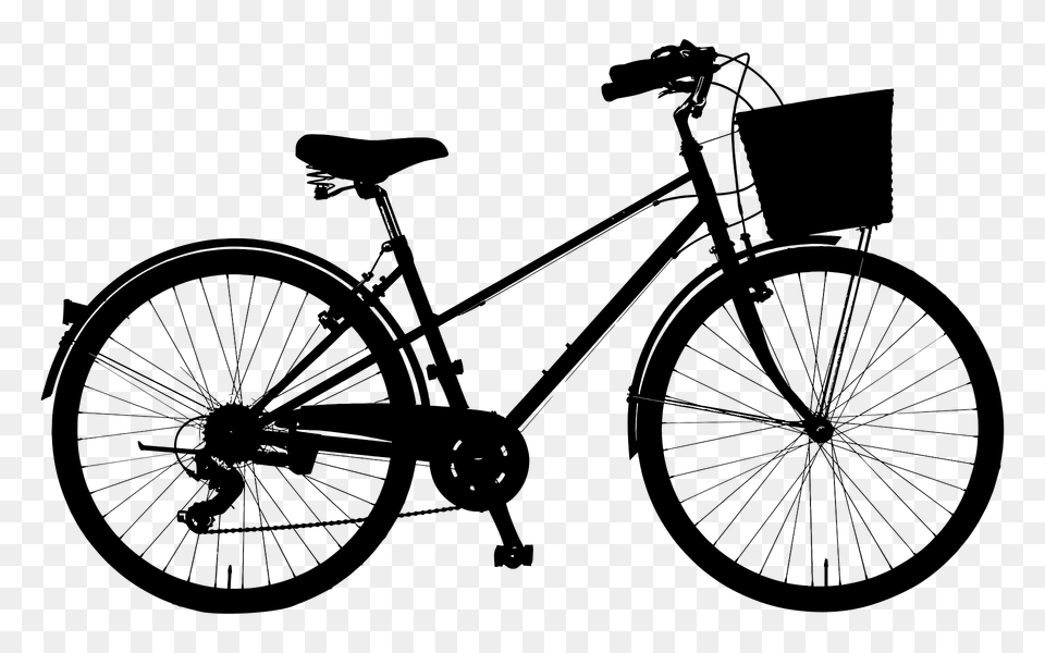 Detailed Bicycle Silhouette, Machine, Wheel, Transportation, Vehicle Png Image