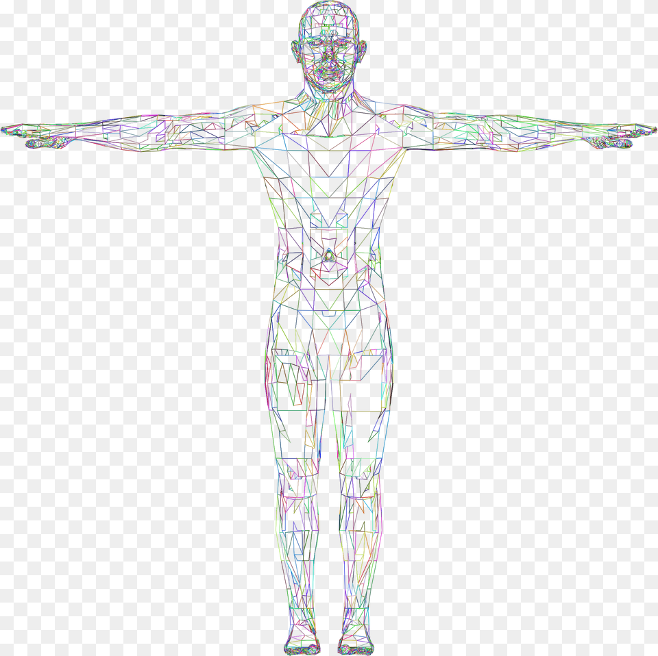 Detailed Low Poly Man Wireframe Prismatic Clip Arts 3d Wireframe Body, Cross, Symbol, Art, Head Png