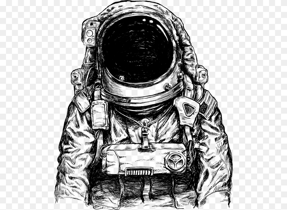 Detailed Pencil Drawing Of Astronaut Suit Monkey Astronaut, Silhouette, City Free Transparent Png