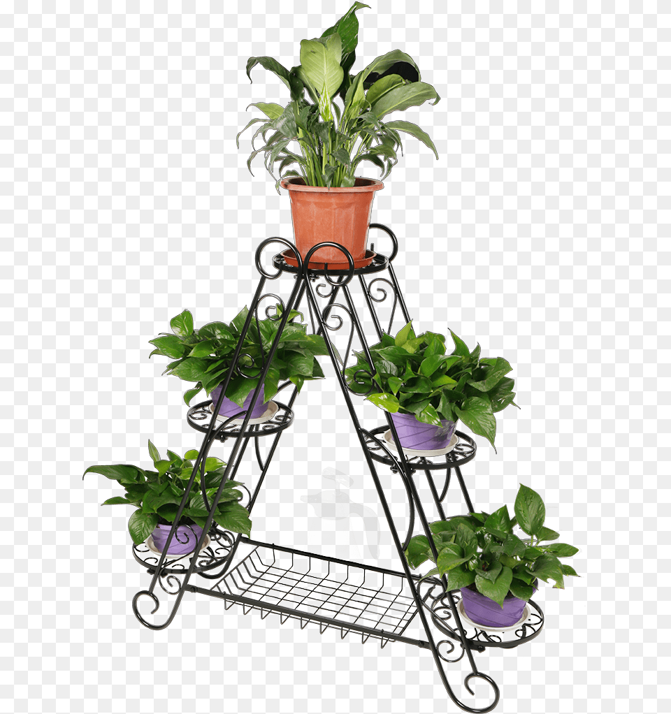 Details About 6pot Triangle Plant Flower Stand Metal Flowerpot, Jar, Planter, Potted Plant, Pottery Free Png