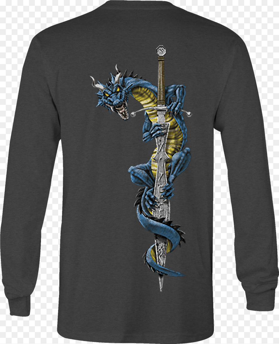 Details About Long Sleeve Tshirt Dragon Knight Sword Shirt For Men Or Women, Clothing, Long Sleeve, T-shirt, Person Png Image