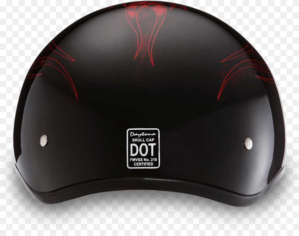 Details About Low Profile Dot Daytona Red Skull Flames Half Helmet Black With Red Flames, Clothing, Crash Helmet, Hardhat, Computer Hardware Free Png Download