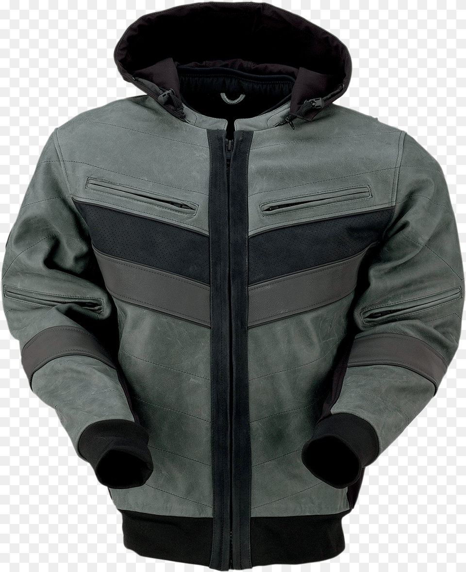 Details About New Z1r Thrasher Leather Jacket Hooded, Clothing, Coat, Fleece, Hood Free Transparent Png