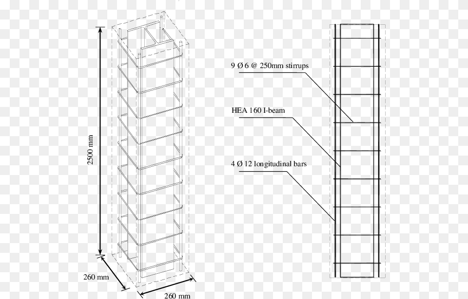 Details And Elevation Of The Composite Columns Science, Gray Png