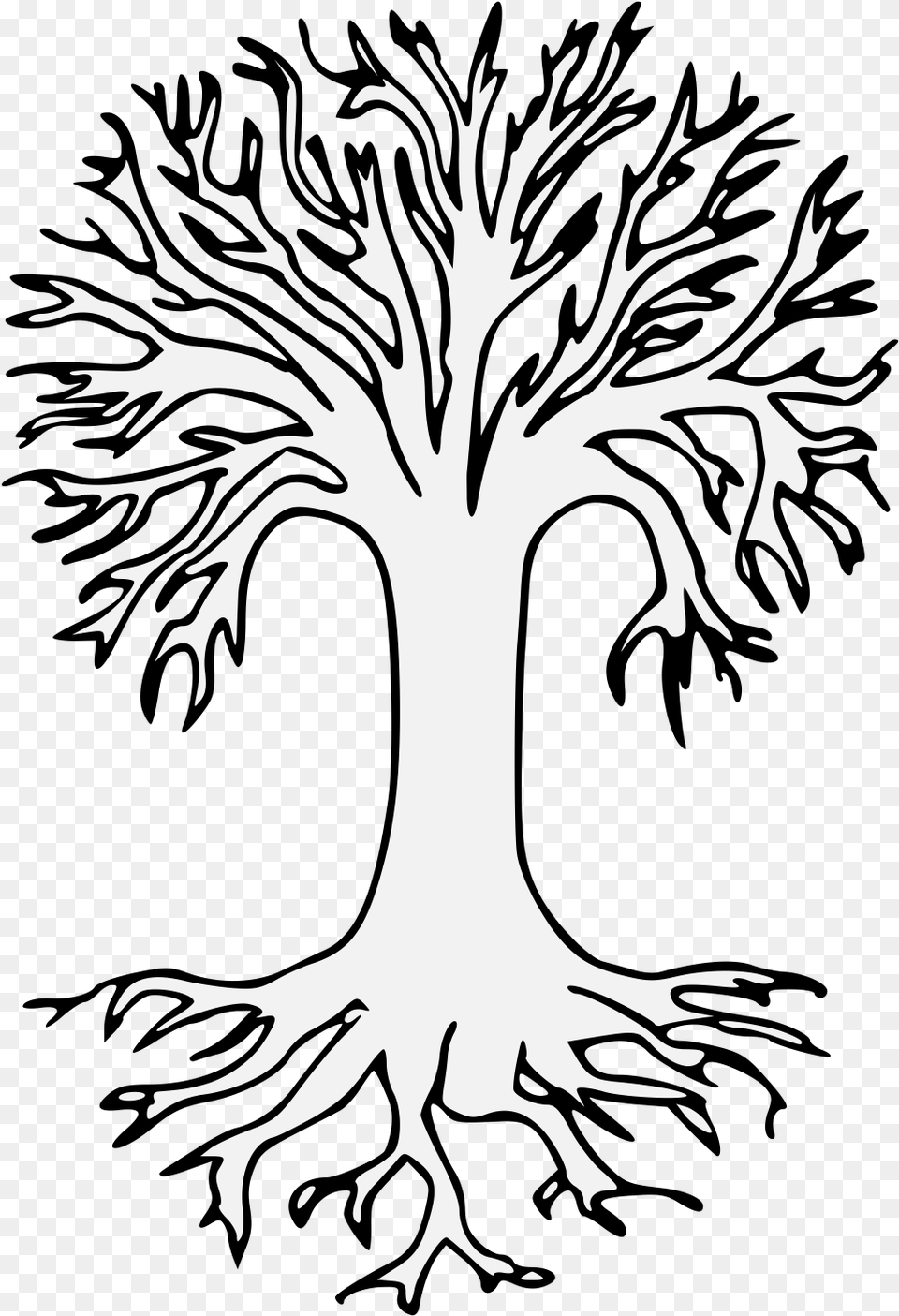 Details Bare Tree Drawing With Roots, Stencil, Art, Face, Head Free Transparent Png