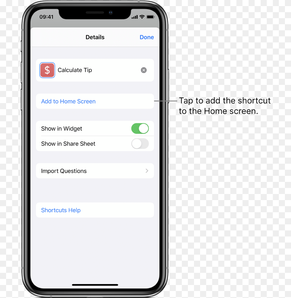 Details Screen In Shortcut App Showing Add To Home Iphone X Shortcut Home Screen, Electronics, Mobile Phone, Phone, Text Free Png Download