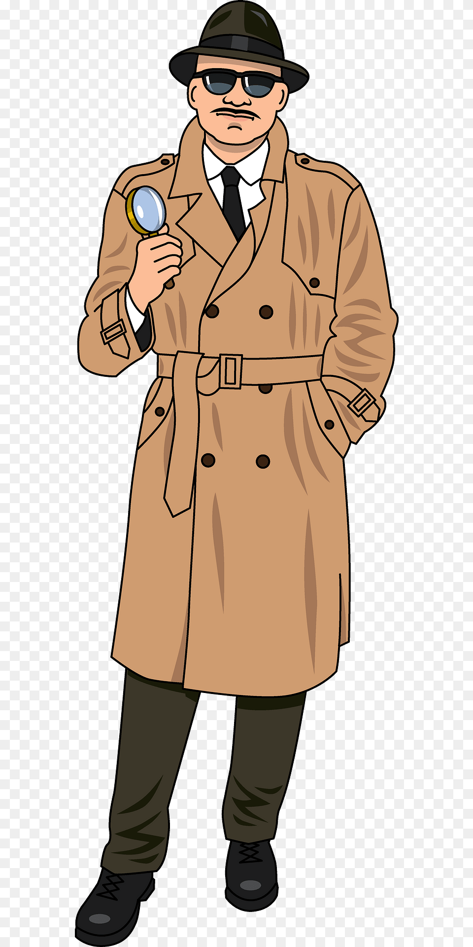 Detective Clipart, Clothing, Coat, Overcoat, Adult Free Png Download