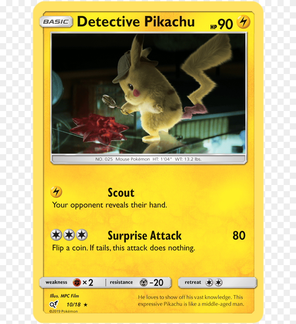 Detective Pikachu 1018 Rare Detective Pikachu Pokemon Card, Animal, Mammal, Rat, Rodent Png