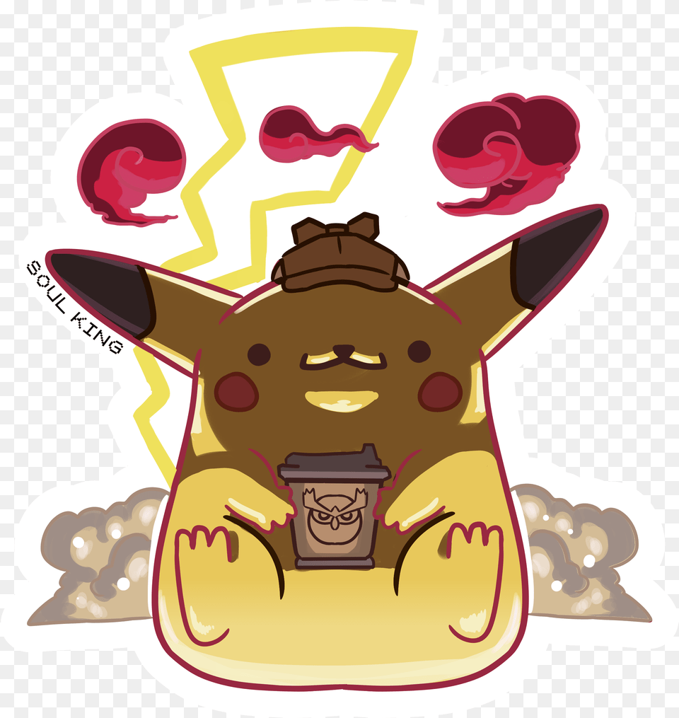 Detective Pikachu Gigantamax Sticker By Soulkingu On Pokemon Gigantamax Detective Pikachu, Food, Sweets, Cream, Dessert Png