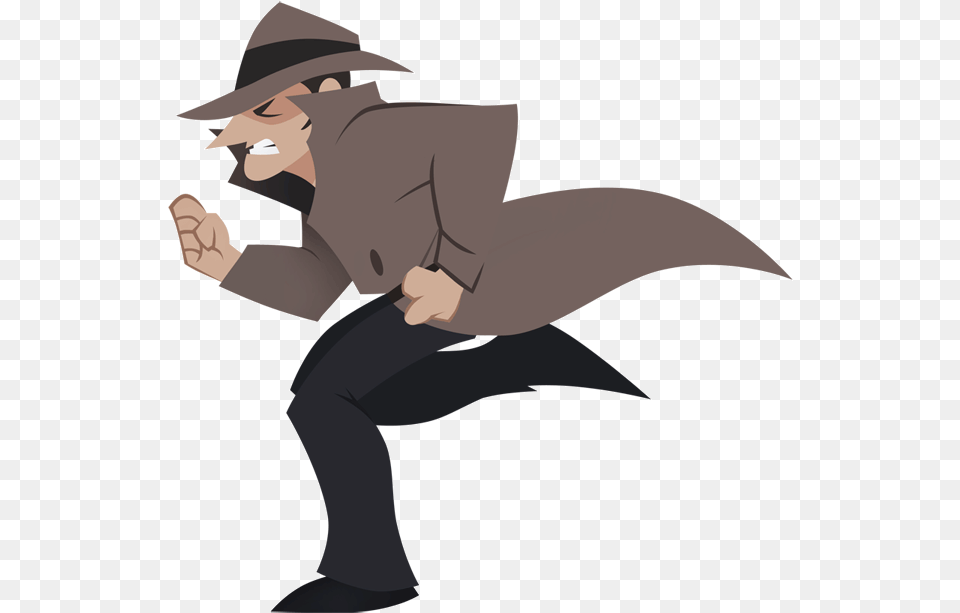 Detective Run Worry Situation Segurity Need Help Faster Detective Cartoon Gif Transparent Background, Clothing, Hat, Baby, Person Png