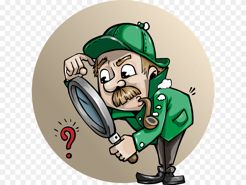 Detective Searching Man Search Magnifying Cartoon Man With Magnifying Glass, Photography, Baby, Person, Face Png Image
