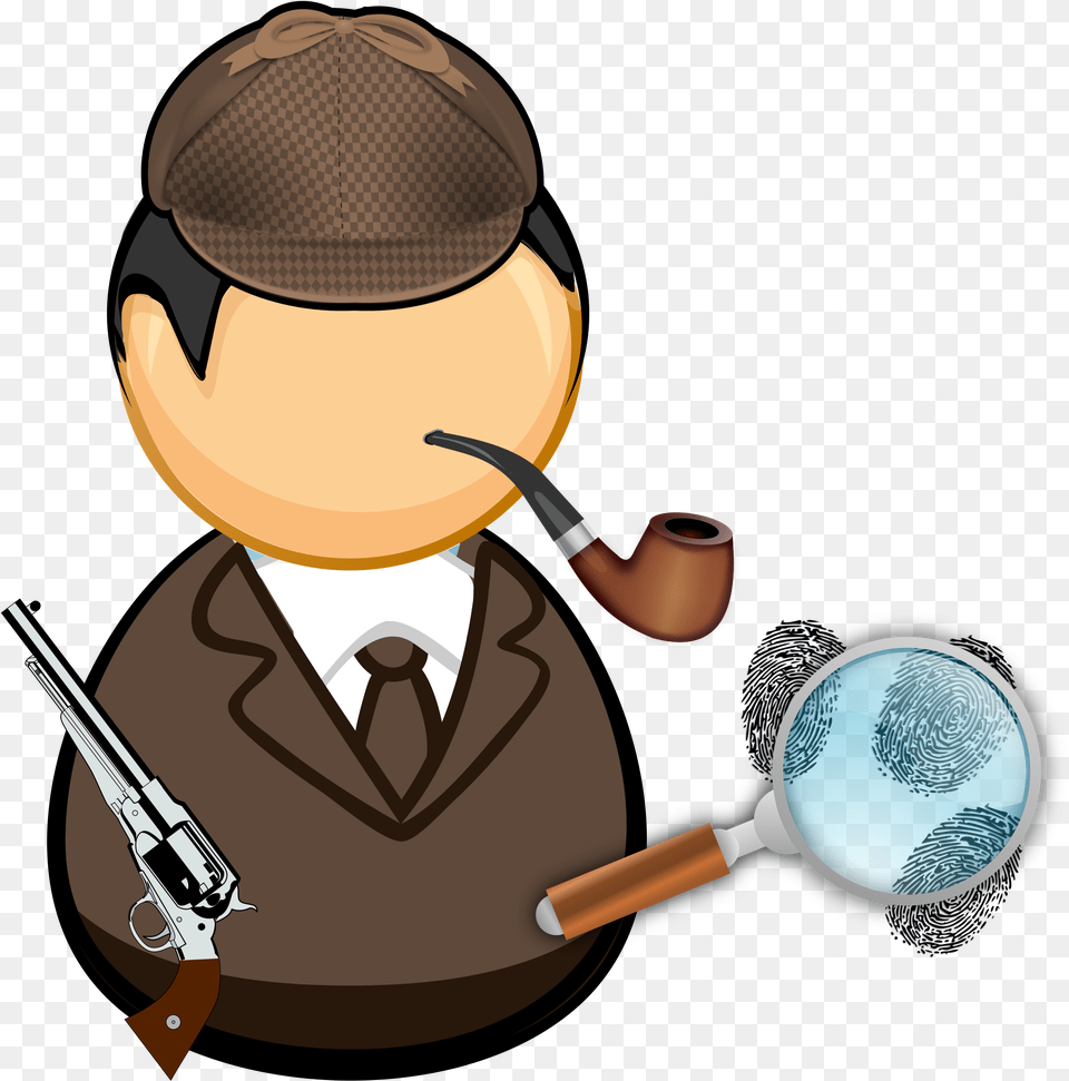 Detective With Pipe And Magnifying Glass Clip Arts Sherlock With Magnifying Glass Clip, Smoke Pipe Free Png Download