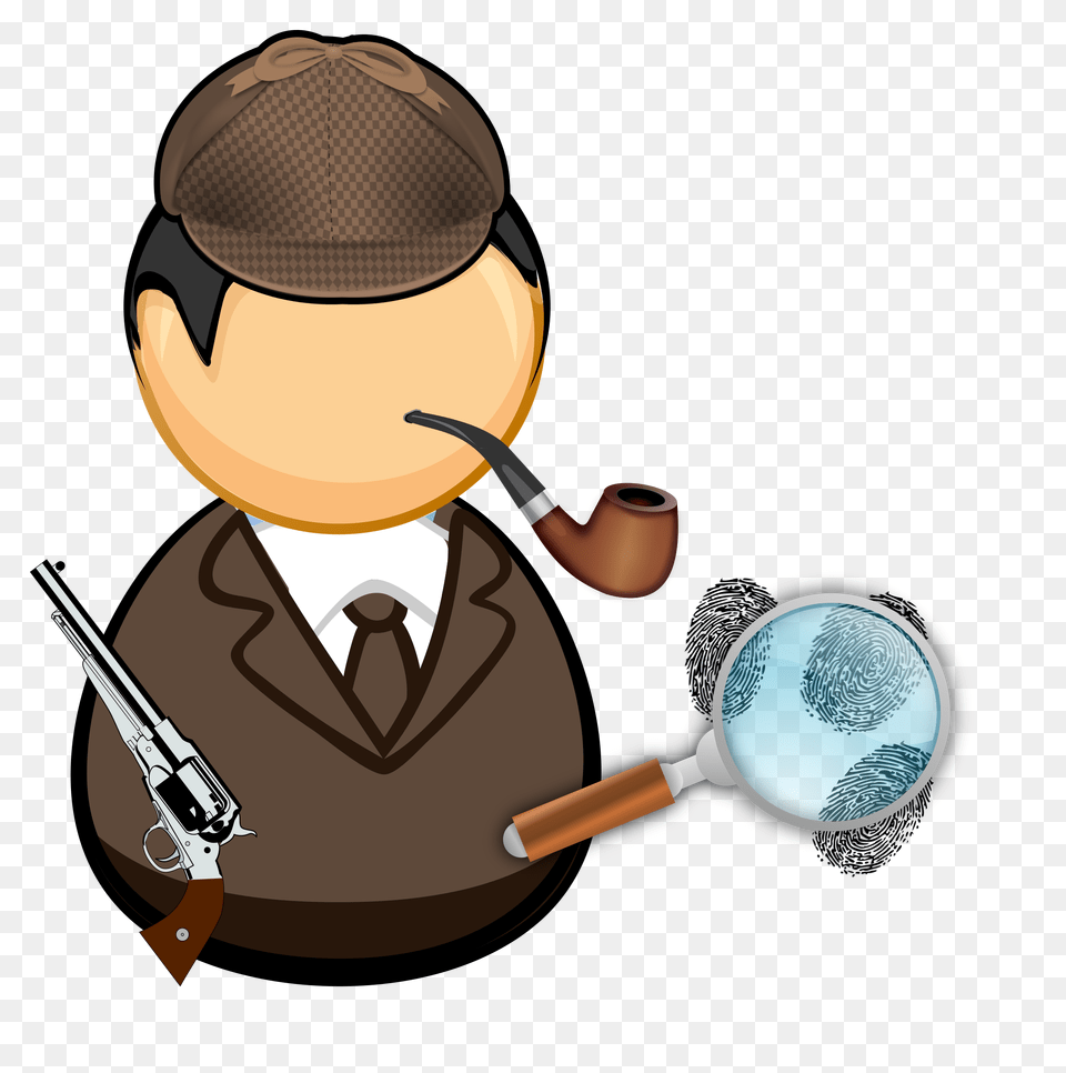 Detective With Pipe And Magnifying Glass Icons, Smoke Pipe, Gun, Weapon Png Image