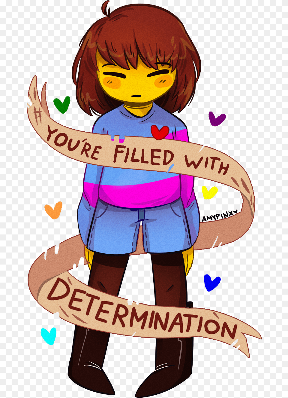 Determination By Amypinkerson D9f063k Undertale Frisk Filled With Determination, Book, Comics, Publication, Baby Free Png