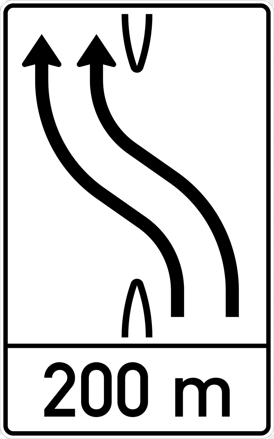 Detouring Onto Opposite Lane In 200 M Clipart, Sign, Symbol, Number, Road Sign Free Transparent Png