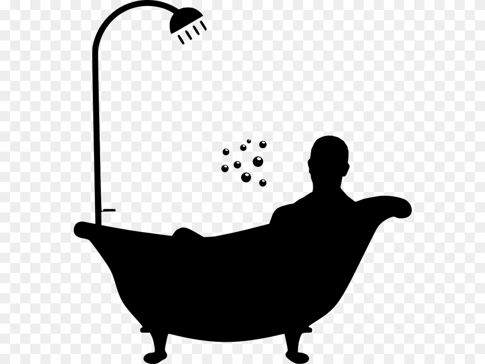 Detoxification Man In Bath Silhouette, Gray Png