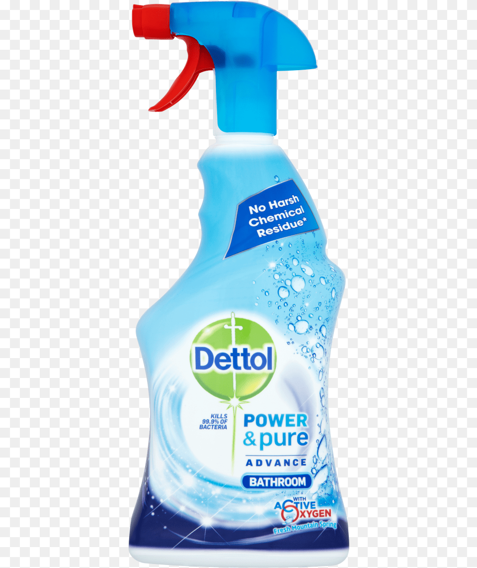 Dettol Power Amp Pure Advance Bathroom Spray Dettol Power And Pure, Cleaning, Person, Bottle Free Png Download