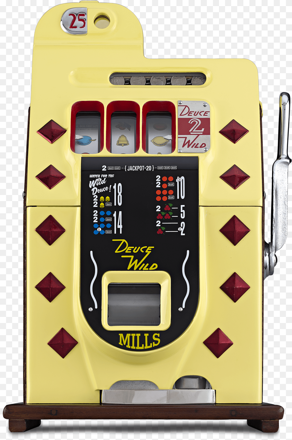 Deuces Wild 25 Cent Slot Machine By Mills Download Electronics, Gambling, Game, Gas Pump, Pump Png
