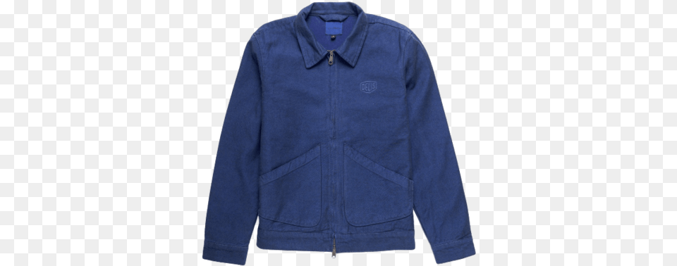 Deus Ex Machina Workwear Jacket Indigo Long Sleeve, Clothing, Coat, Fleece, Long Sleeve Png