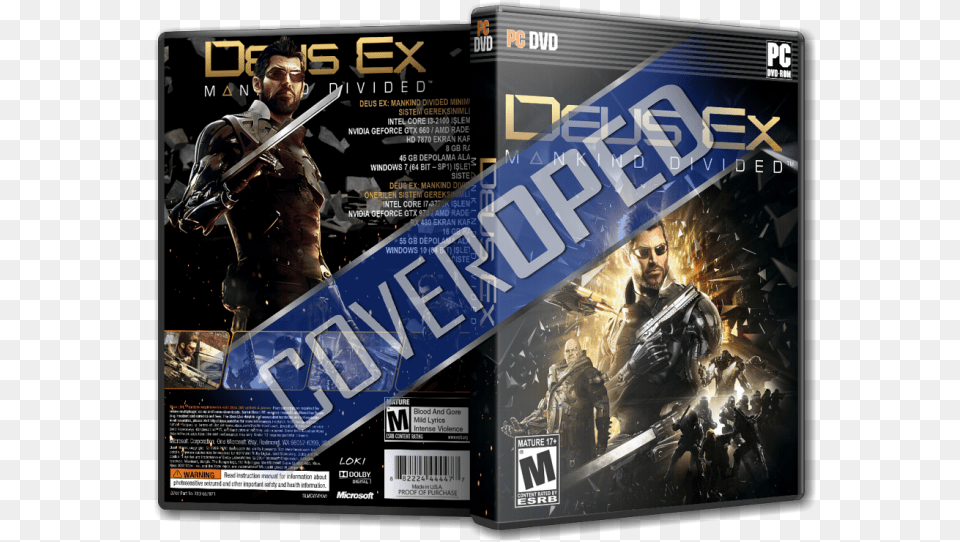 Deus Ex Mankind Divided Pc Game Cover Tasarm Deus Ex Mankind Game Guide Unofficial Beat, Advertisement, Poster, Adult, Male Free Png