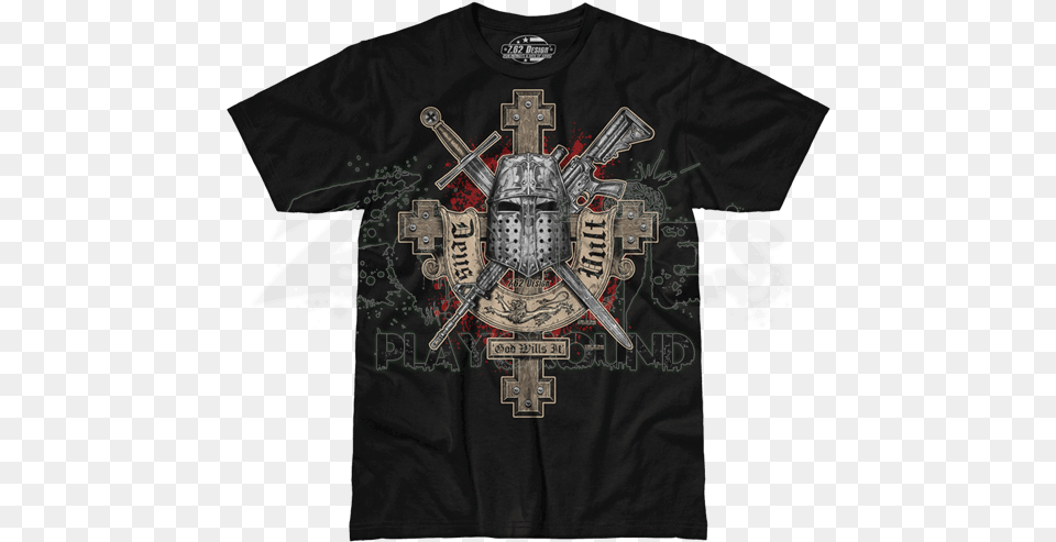 Deus Vult Premium T Shirt Past Time Signs Vs T442 Dues V, Clothing, T-shirt, Sword, Weapon Free Png